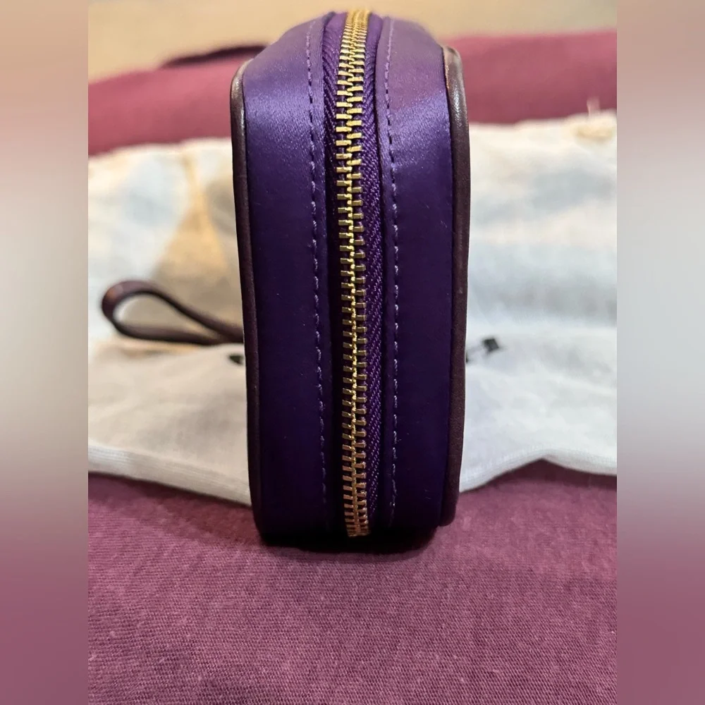 Coach 603336 Satin Jewelry Travel Case Purple EUC